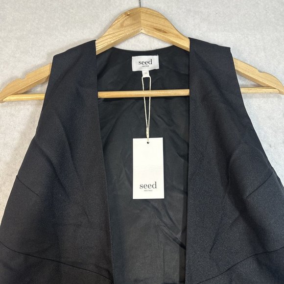Seed Heritage Womens Waistcoat Vest Gilet size 10 Black NWT Tie Front - Picture 3 of 7